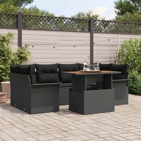 vidaXL Σετ Καναπέ Κήπου με μαξιλάρι 7 pcs Μαύρο 100 x 55 x 73 εκ