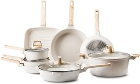 VEVOR 19 Piece Pots and Pans Set Granite Nonstick Kitchen Cookware White