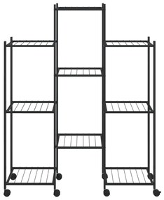 vidaXL Βάση Λουλουδιών με Ρόδες 83x25x103,5 εκ. Μαύρη Σιδερένια