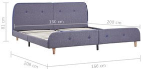 Σκελετός Κρεβατιού Χωρίς Στρώμα Αν. Γκρι 150x200 εκ. Υφασμάτινο - Γκρι