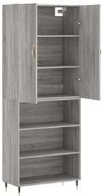 vidaXL Ντουλάπι Γκρι Sonoma 69,5 x 34 x 180 εκ. Επεξεργασμένο Ξύλο