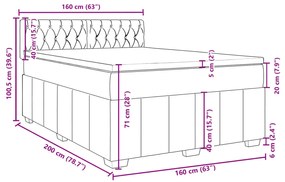 Κρεβάτι Boxspring με Στρώμα Σκούρο Καφέ 160x200 εκ Υφασμάτινο - Καφέ