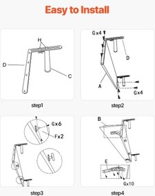VEVOR Balcony Hanging Table 12 x 32 in Patio Railing Bar Table Foldable