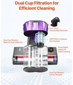 VEVOR Mattress Vacuum Cleaner with 18Kpa Powerful Suction HEPA Filter 550W Gray