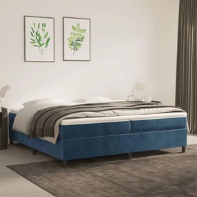 Κρεβάτι Boxspring με Στρώμα Σκούρο Μπλε 200x200 εκ. Βελούδινο - Μπλε