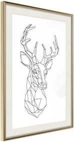 Αφίσα - Minimalist Deer - 30x45 - Χρυσό - Με πασπαρτού