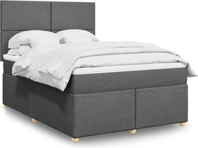vidaXL Κρεβάτι Boxspring με Στρώμα Σκούρο Γκρι 140x200 εκ Υφασμάτινο
