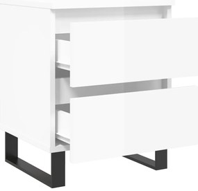 vidaXL Κομοδίνα 2 τεμ. Γυαλ. Λευκό 40 x 35 x 50 εκ. Επεξεργασμένο Ξύλο