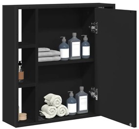 vidaXL Καθρέφτης Μπάνιου με Ντουλάπι Μαύρος 60x16x60 εκ. Επεξ. Ξύλο
