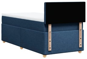 vidaXL Κρεβάτι Boxspring με Στρώμα Μπλε 90x200 εκ.Υφασμάτινο