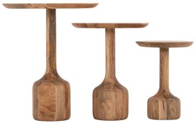 ΣΕΤ 3 ΣΤΡΟΓΓΥΛΑ ΤΡΑΠΕΖΑΚΙΑ ΣΑΛΟΝΙΟΥ GOBLET HM18348 ΞΥΛΟ ΑΚΑΚΙΑΣ Φ50x60Υεκ