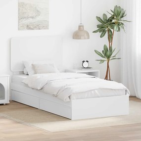 vidaXL Κρεβάτι Αποθήκης Λευκό 75 x 190 cm Επεξεργασμένο ξύλο