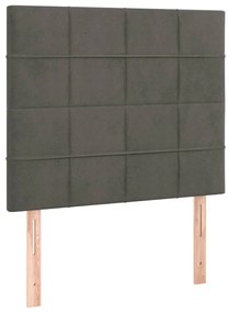 vidaXL Κεφαλάρι Κρεβατιού LED Σκούρο Γκρι 90x5x118/128 εκ. Βελούδινο
