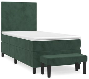 vidaXL Κρεβάτι Boxspring με Στρώμα Σκούρο Πράσινο 80x200 εκ. Βελούδινο