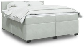 vidaXL Κρεβάτι Boxspring με Στρώμα Ανοιχτό Γκρι 200x200 εκ. Βελούδινο