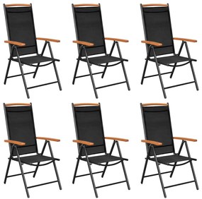 Καρέκλες Κήπου Πτυσσόμενες 6 τεμ. Μαύρες από Textilene - Μαύρο