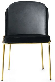 Καρέκλα Dore (Σετ 4Τμχ) 974NMB1170 54x55x86cm Black Βελούδο, Μέταλλο