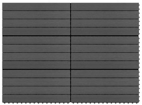 Πλακάκια Deck 6 τεμ. Μαύρα 60 x 30 εκ. 1,08 μ² από WPC - Μαύρο