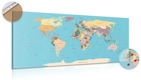 Εικόνα στον παγκόσμιο χάρτη φελλού με ονόματα - 120x60  wooden