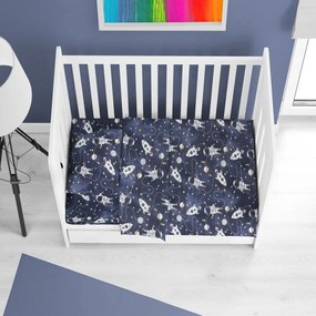 Σεντόνι Βρεφικό Galaxy Travel 90 Με Λάστιχο Blue DimCol Cradle 70x150cm 100% Βαμβακερή Φανέλα