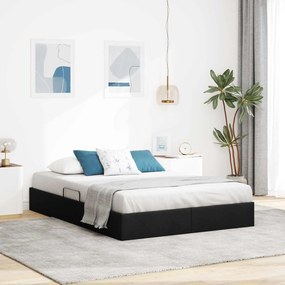 vidaXL Κρεβάτι Οθωμανικού Τύπου Μαύρο 140 x 190 cm ύφασμα