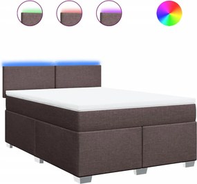 vidaXL Κρεβάτι Boxspring με Στρώμα Σκούρο Καφέ 160x200 εκ Υφασμάτινο