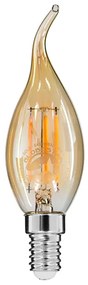 GloboStar 99032 Λάμπα E14 C35T Κεράκι LED FILAMENT 4W 420 lm 320° AC 85-265V Φλόγα Flame Edison Retro με Μελί Γυαλί Ultra Θερμό Λευκό 2200 K Dimmable - 99032