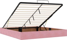 vidaXL Κρεβάτι Ottoman με Στρώμα και LED Ροζ 200 x 200 cm Βελούδο