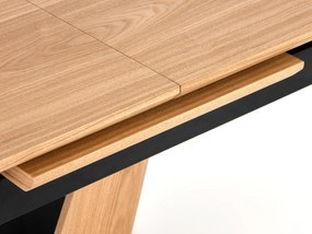 Τραπέζι Houston 1427, Δρυς, Μαύρο, 77x90x160cm, 102 kg, Επιμήκυνση, Φυσικό ξύλο καπλαμά, Ινοσανίδες μέσης πυκνότητας | Epipla1.gr