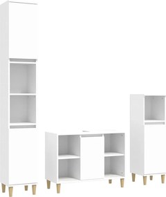 vidaXL Σετ Επίπλων Μπάνιου 3 Τεμαχίων Λευκό από Επεξεργασμένο Ξύλο