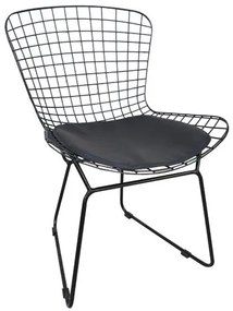 SAXON Καρέκλα Μέταλλο Βαφή Μαύρο, Μαξιλάρι Μαύρο -  54x62x78cm