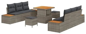 vidaXL Σετ Καναπέ Κήπου με μαξιλάρι 9 pcs Γκρι Πολυ ράταν