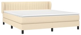 Κρεβάτι Boxspring με Στρώμα Κρεμ 180x200 εκ. Υφασμάτινο - Κρεμ