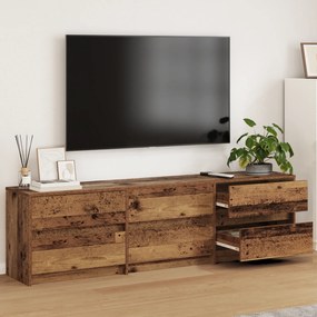 vidaXL Ντουλάπι TV με φώτα λωρίδας LED με συρτάρι με αποθήκευση Καφέ 180 x 34 x 50 εκ