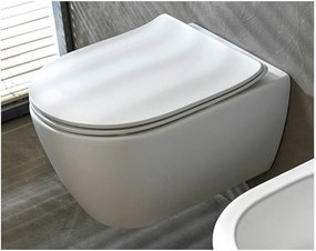 Scarabeo Moon Clean Flush White Matt 552000SC-301 Λεκάνη Κρεμαστή Rimless 50,5cm με κάλυμμα βακελίτη Slim Soft Close αποσπώμενο