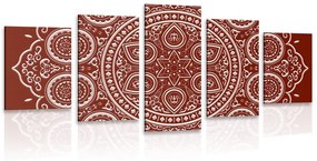 Εικόνα 5 τμημάτων ethnic Mandala σε μπορντώ σχέδιο - 200x100
