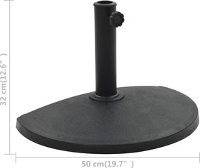 vidaXL Βάση Ομπρέλας Ημικυκλική Μαύρη 9 κ.  από Συνθετική Ρητίνη