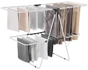 VEVOR 2-Tier Foldable Clothes Drying Rack with Sock Clips &amp; 31 Drying Rods White