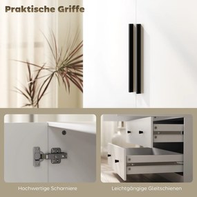 Ντουλάπα, 2 πόρτες, κρεμάστρα, ράγα ρούχων, 2 συρτάρια, MDF, λευκό