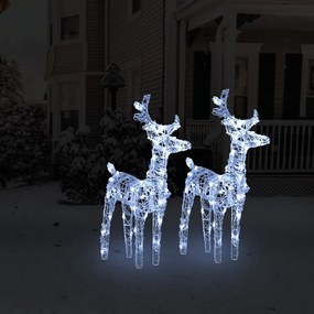 vidaXL Χριστουγεννιάτικοι Τάρανδοι 2 τεμ. 80 LED Ψυχρό Λευκό Ακρυλικοί