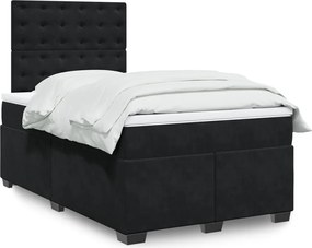 vidaXL Κρεβάτι Boxspring με Στρώμα Μαύρο 120x190 εκ. Βελούδινο