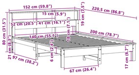 ΣΚΕΛΕΤΟΣ ΚΡΕΒΑΤΙΟΥ ΧΩΡΙΣ ΣΤΡΩΜΑ ΚΑΦΕ 140X200 ΜΑΣΙΦ ΞΥΛΟ ΠΕΥΚΟΥ 3309739