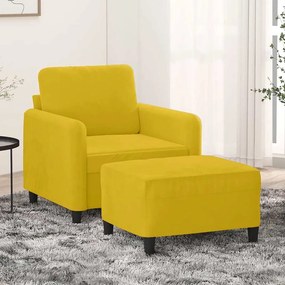 vidaXL Πολυθρόνα Κίτρινη 60 εκ. Βελούδινη με Υποπόδιο