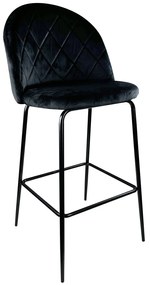 Σκαμπό Bar ArteLibre UNDERHILL Μαύρο Βελούδο/Μέταλλο 45x53x107cm