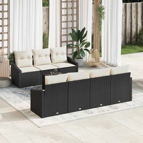 vidaXL Σετ Καναπέ Κήπου με μαξιλάρι 8 pcs Μαύρο, Κρέμα 55 x 55 x 37 εκ