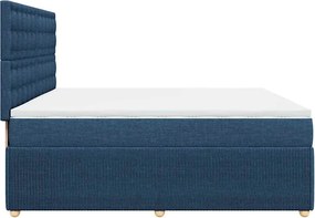 vidaXL Κρεβάτι Boxspring με Στρώμα Μπλε 200x200 εκ. Υφασμάτινο