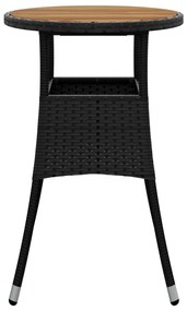 vidaXL Τραπέζι Κήπου Μαύρο Ø60 x 75 εκ. Συνθετικό Ρατάν/Ξύλο Ακακίας