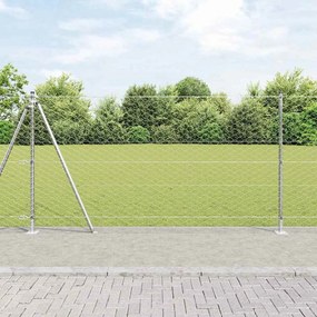 vidaXL Φράχτης με Στήλες. Ασημί 1.2 x 25 m Ατσάλι με επικάλυψη PVC