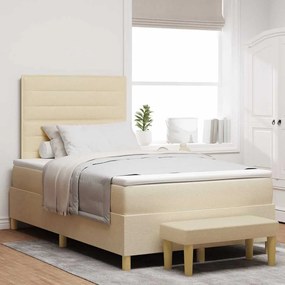vidaXL Κρεβάτι με ελατήρια με στρώμα Κρεμ 120 x 190 cm ύφασμα