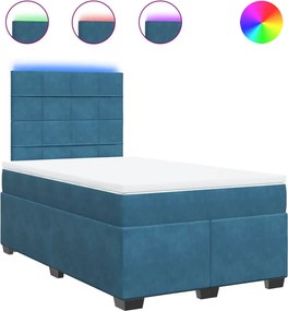 vidaXL Κρεβάτι Boxspring με Στρώμα Μπλε 120x190 εκ. Βελούδινο